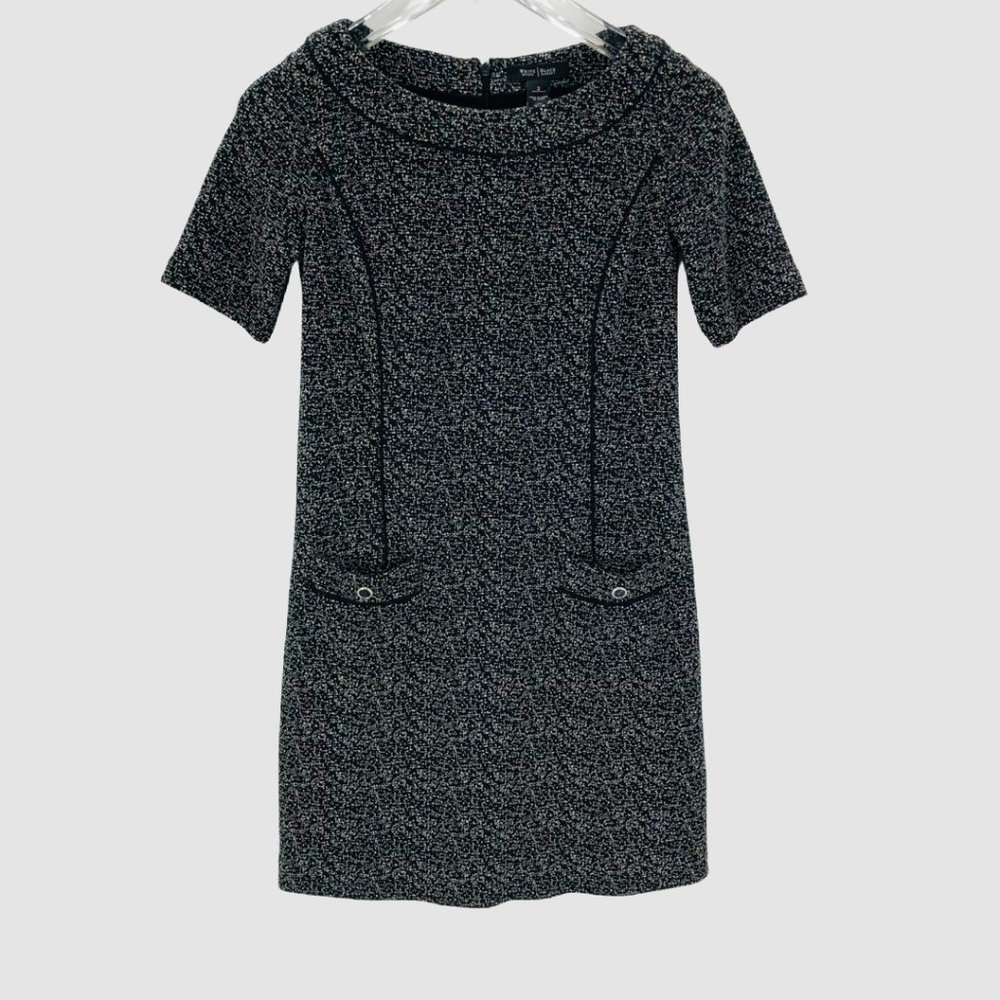 WHBM Classic Tweed Black Sheath Dress Size 2